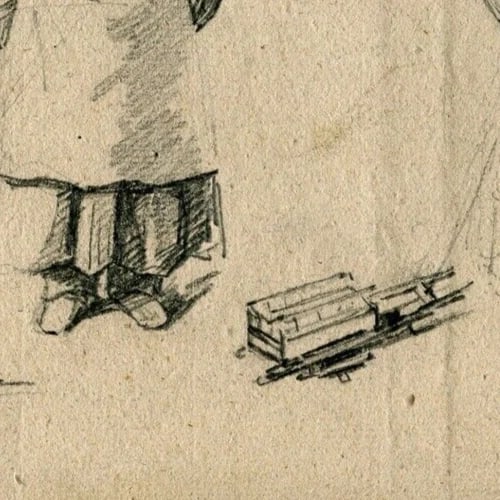 Antique Pencil Drawing Original 19th century Genre Scene, Child, Profile - 6