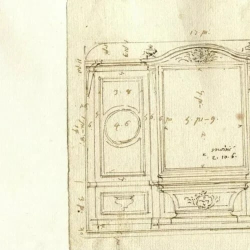 Antique Ink Drawing Original 19th Coat of Arms, Pope, Architecture, Decoration - 7