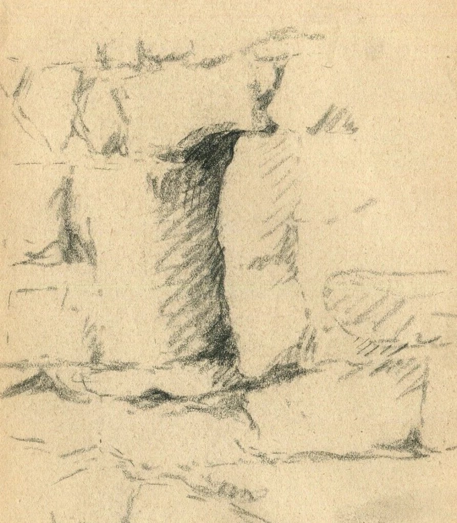 1934 Vegetation, Landscape, Ruins - Drawing Vintage Pencil Original (1 of 9)