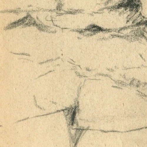 1934 Vegetation, Landscape, Ruins - Drawing Vintage Pencil Original - 4