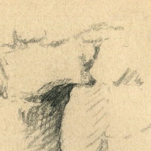 1934 Vegetation, Landscape, Ruins - Drawing Vintage Pencil Original - 5