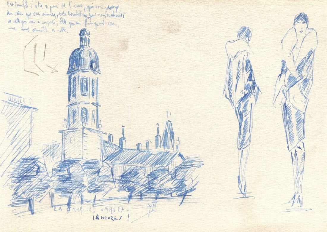 Vintage Ink Original Drawing Figures, Landscape and Cityviews circa 1930 (1 of 9)