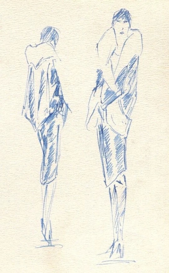 Vintage Ink Original Drawing Figures, Landscape and Cityviews circa 1930 - 4