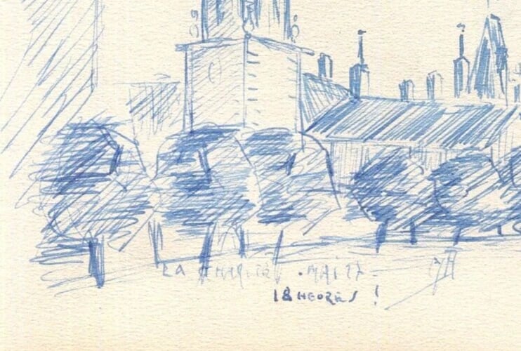 Vintage Ink Original Drawing Figures, Landscape and Cityviews circa 1930 - 7