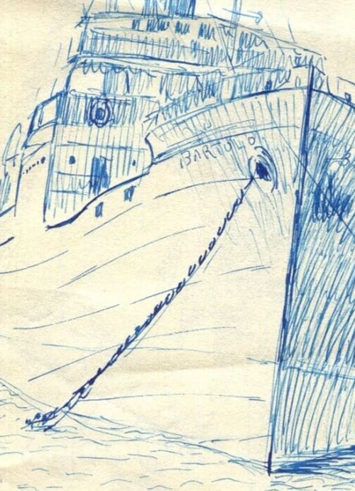 Vintage Ink Drawing Original Maritime Landscape, Boat, Nice, Theoule c. 1924 - 5