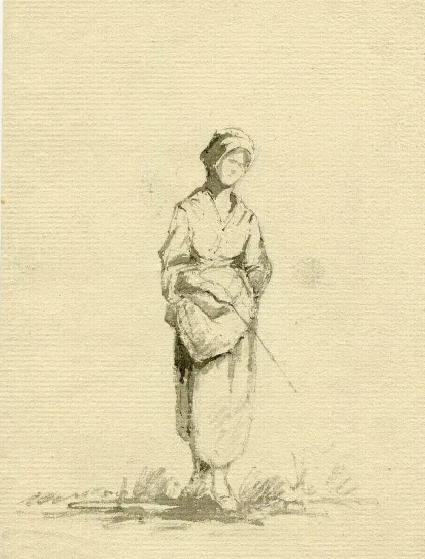 Antique Ink Original Drawing 19th century Farmer, Woman, Costume, Hat: Ink Drawing 19th century - Farmer, Woman, Costume, Hat Description Ink on paper 7.48 x 4.72 inches / 19 x 12 cm tears, folds Reserve: $40.00 Shipping:Domestic: Flat-rate of $20.00 to