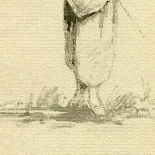 Antique Ink Original Drawing 19th century Farmer, Woman, Costume, Hat - 8