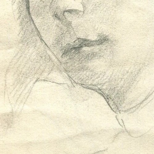 Vintage Original Pencil Drawing Man Portrait c. 1929 - 4