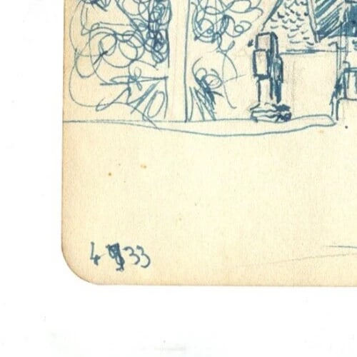 Vintage Ink Original Drawing Landscape Houses and Cityviews c 1933 - 8