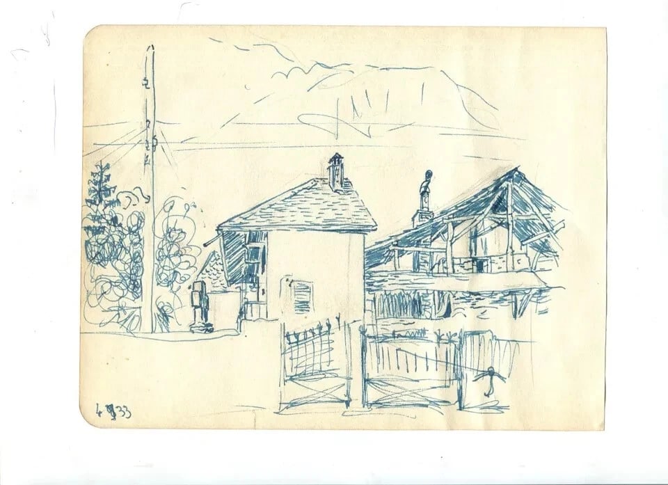 Vintage Ink Original Drawing Landscape Houses and Cityviews c 1933 - 9