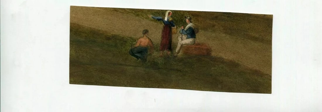 Antique Original Drawing 19th century - Characters, Genre Scene, Peasants: Drawing 19th century - Characters, Genre Scene, Peasants Description Watercolor on paper 5 x 13.5 cm Reserve: $40.00 Shipping: Domestic: Flat-rate of $20.00 to anywhere within the contiguou
