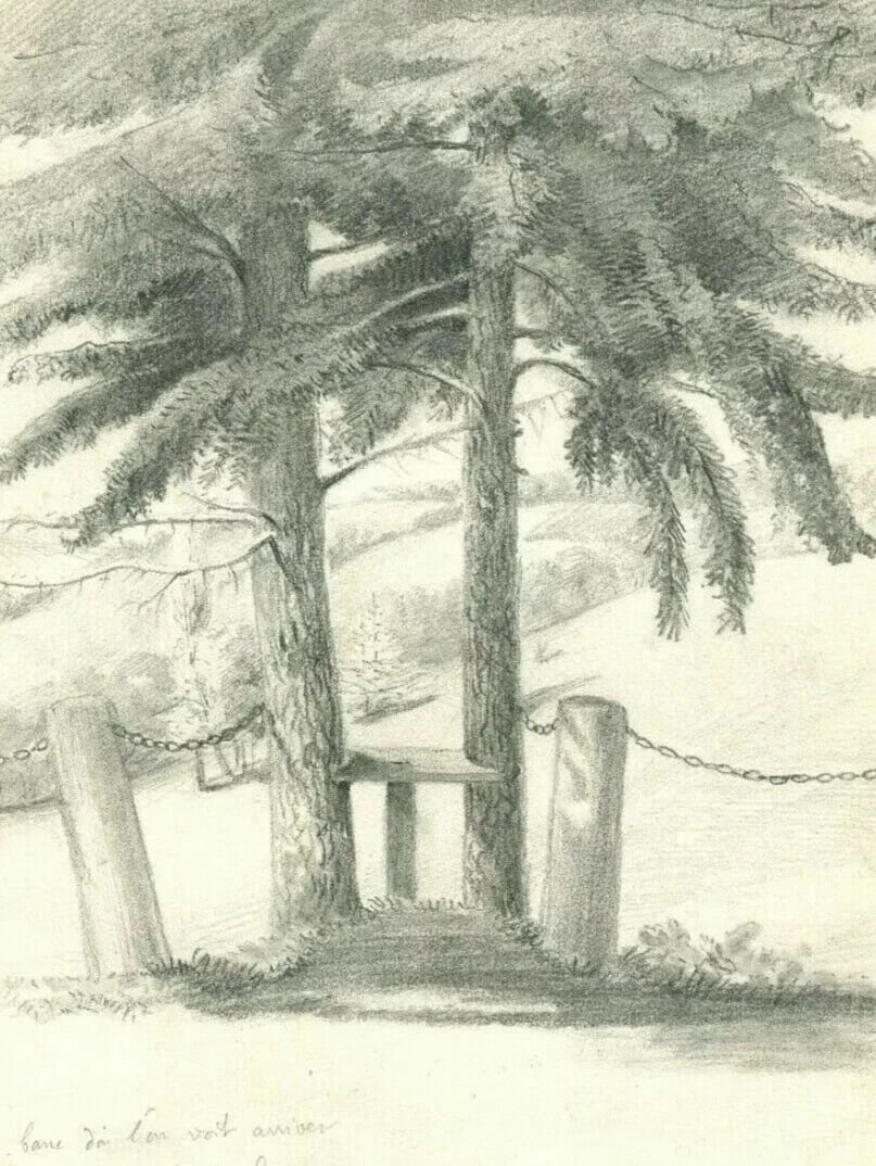 Landscape Chemin de Fer, Lyon, Rignon Antique Pencil Drawing Original 19th (1 of 9)