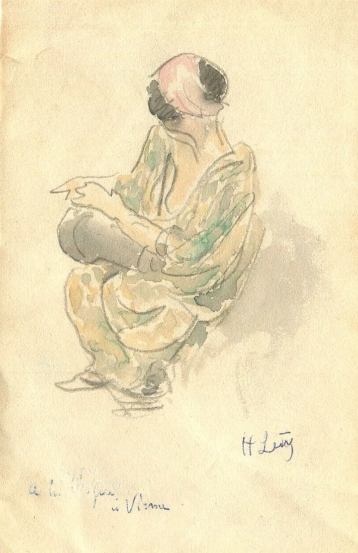 Antique Original Signed Drawing Woman Portrait Playing Dambé: Signed Drawing of a Woman Playing Dambé Description Pencil and watercolor on paper 12.5 x 7.5 cm folds, stains Reserve: $40.00 Shipping:Domestic: Flat-rate of $20.00 to anywhere