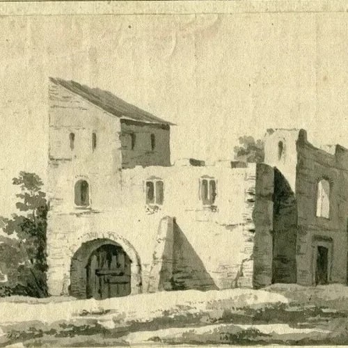 19th century Ruined Building, Architecture Drawing Antique Ink Original - 4