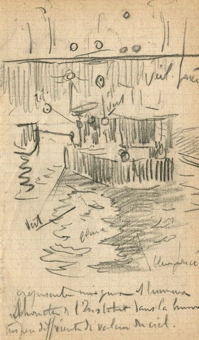 Vintage Pencil Original Drawing Boat, River, Sketch, Artwork - 2