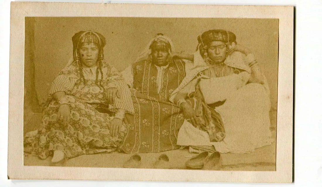 Ouled Nail Tribe Women – Orientalist Algeria Portrait c 1870 CDV Photo - 5