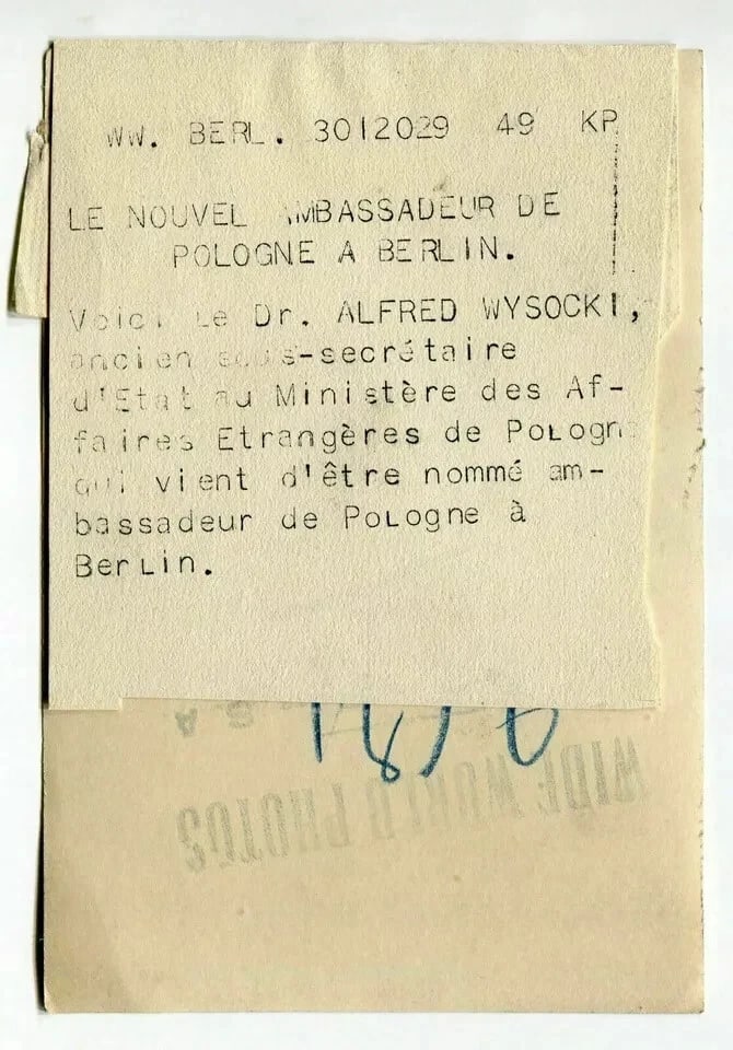 WW PHOTO - PRESS - Dr Alfred Wysocki Ambassador of Poland in Berlin c 1931 - 9