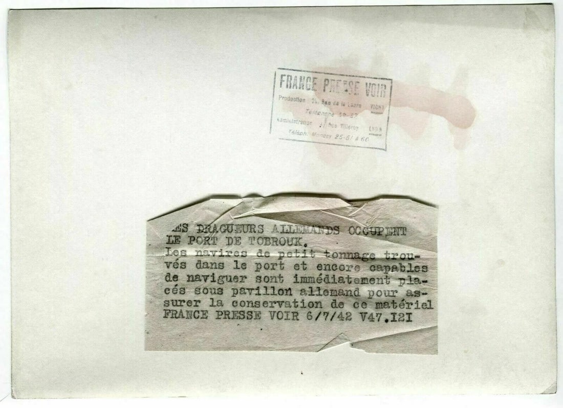 Vintage Photography FRANCE PRESSE German Dredgers, Port of Tobrouk WWII 1942 - 8