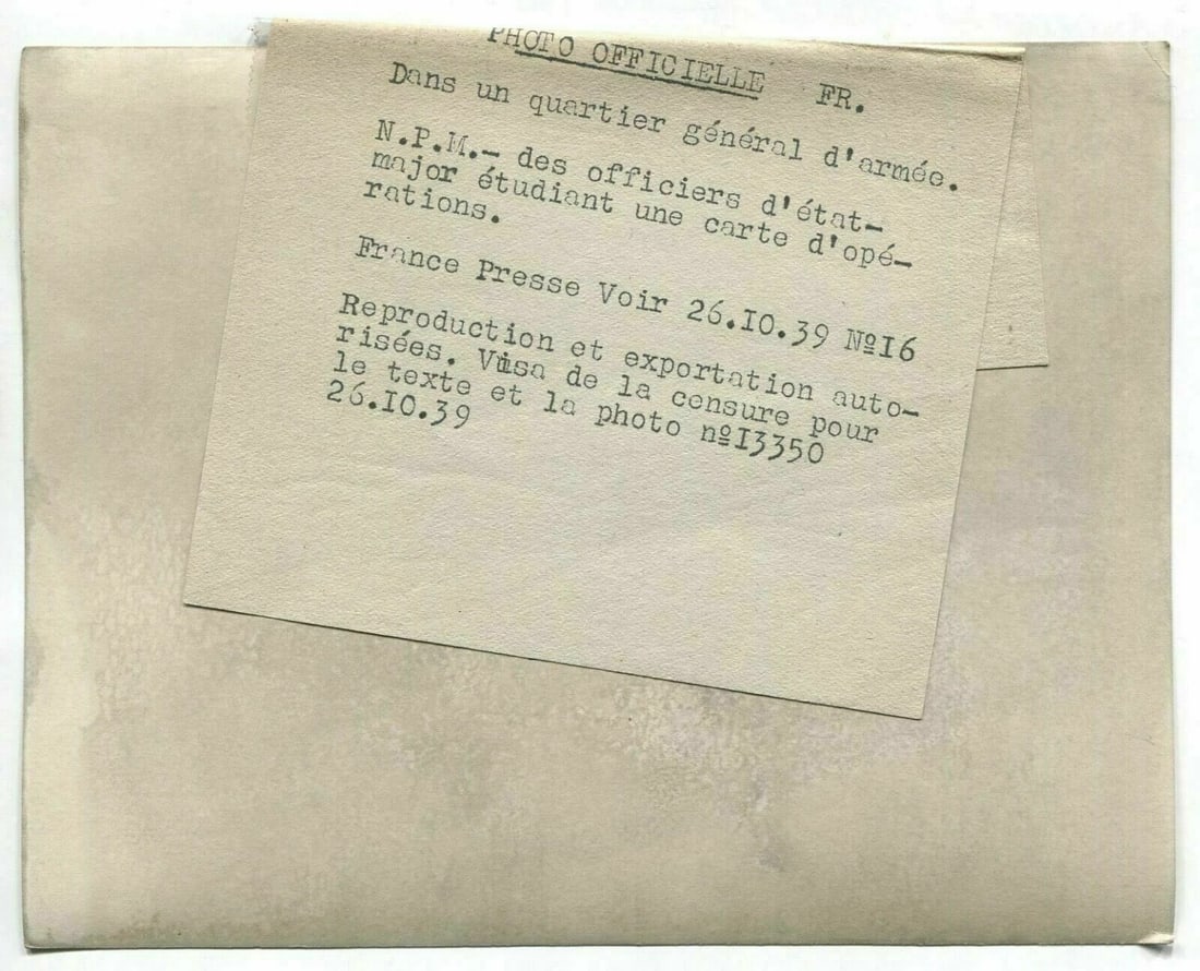 Vintage Photographs FRANCE PRESSE - Army Headquarters WWII 26.10.1939 - 4