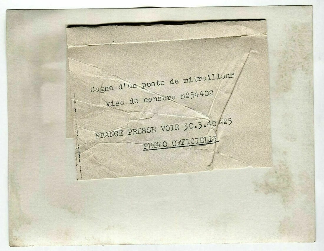 Vintage Photography FRANCE PRESSE Cagna of a Machine Gunner Post WWII 1940 - 7