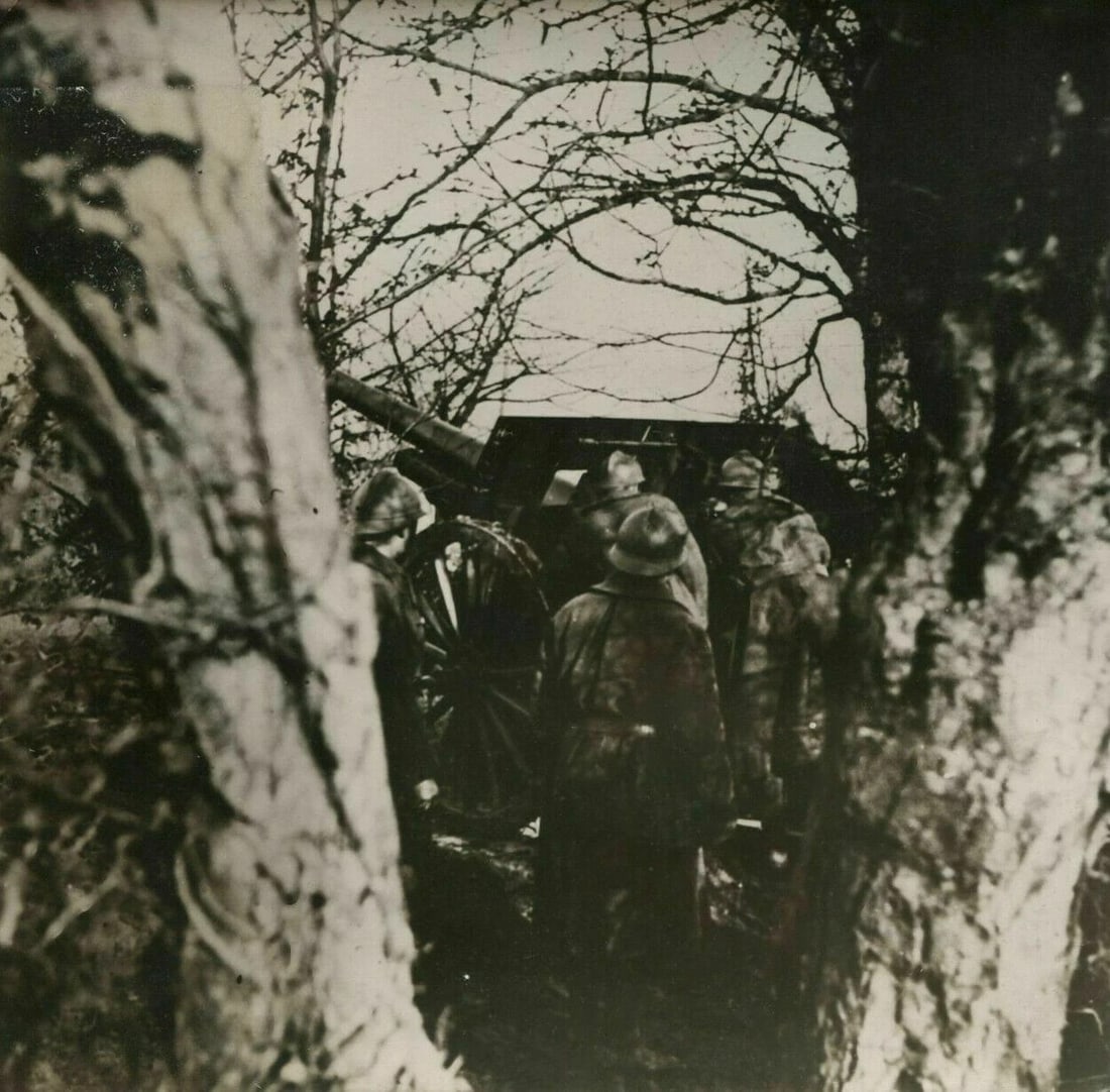 Vintage Photograph France Presse - Piece de I05 sur Batterie au front WWII 1939 - 2