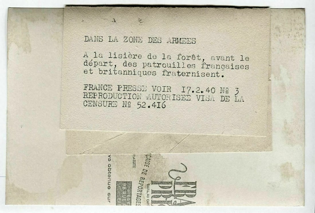 Vintage Photograph France Presse Zone French and English Armies WWII 17.02.1940 - 4