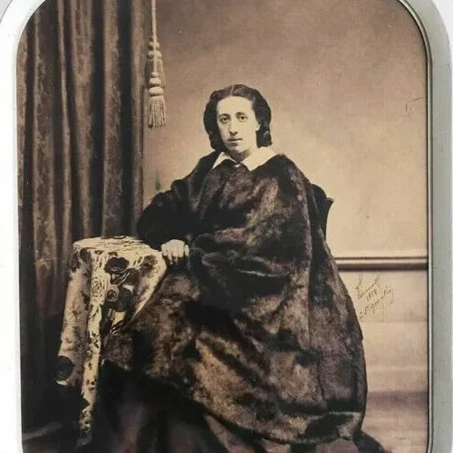 Vintage Albumen Alexis VINMER - St Quentin, Lady Portrait with Fur Coat 1858 - 6