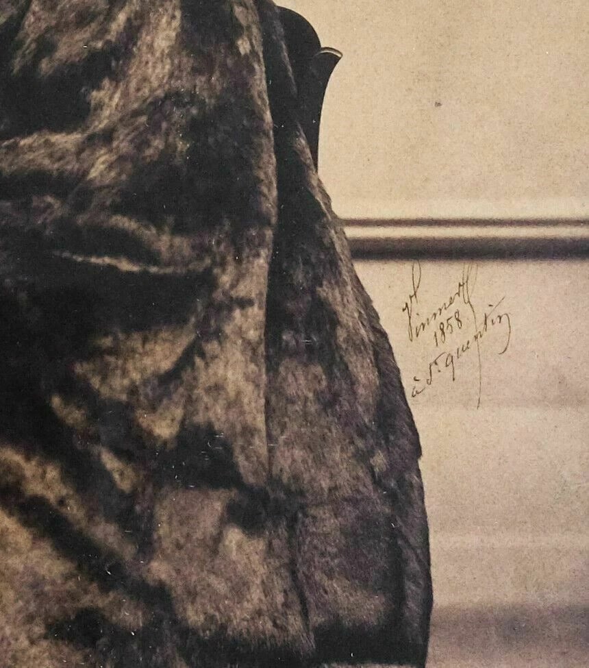 Vintage Albumen Alexis VINMER - St Quentin, Lady Portrait with Fur Coat 1858 - 7