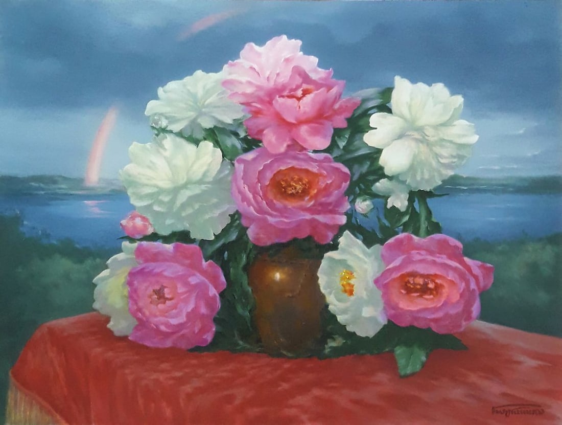 Oil painting Morning Peonies Vasily Korkishko (1 of 6)