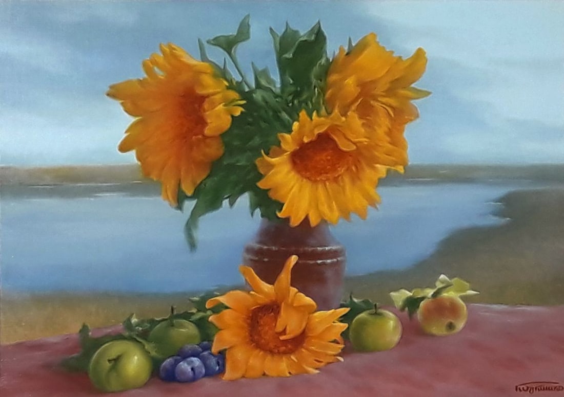 Oil painting Bouquet of sunflowers Vasily Korkishko (1 of 6)