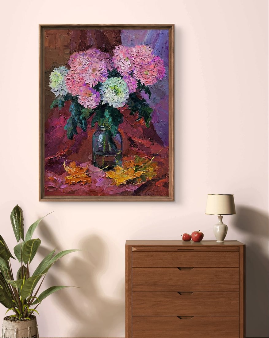 Oil painting Bouquet of chrysanthemums Boris Serdyuk - 2