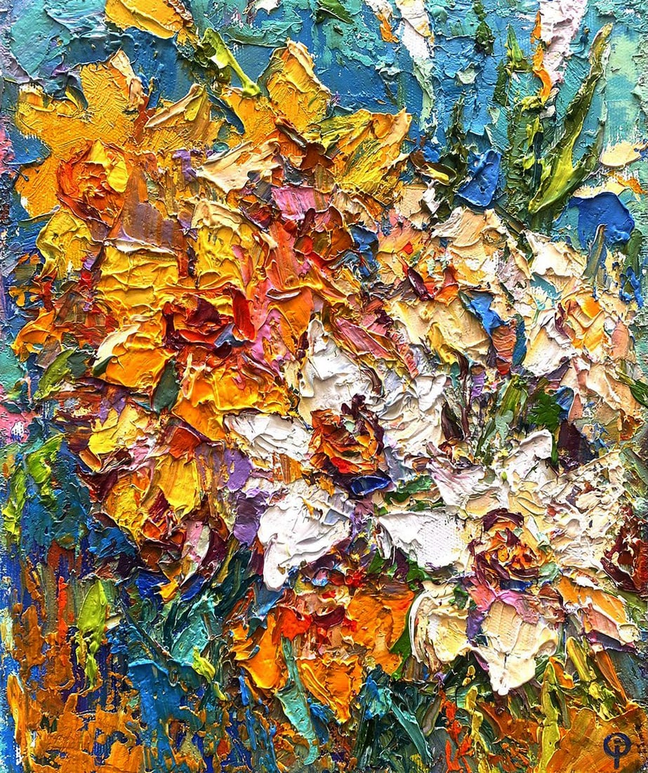 Oil painting Bouquet of flowers Oksana Kalenyuk (1 of 4)