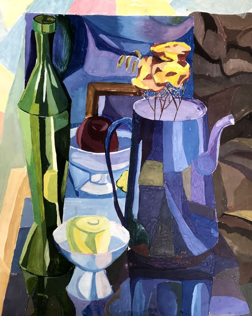 Gouache painting Tea and fruit Unknown artist (1 of 11)