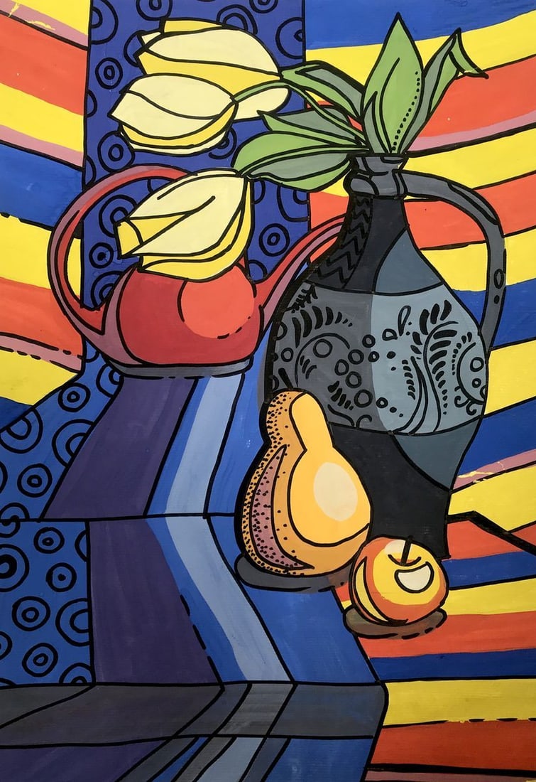 Acrylic painting Tulips on the table Unknown artist (1 of 11)