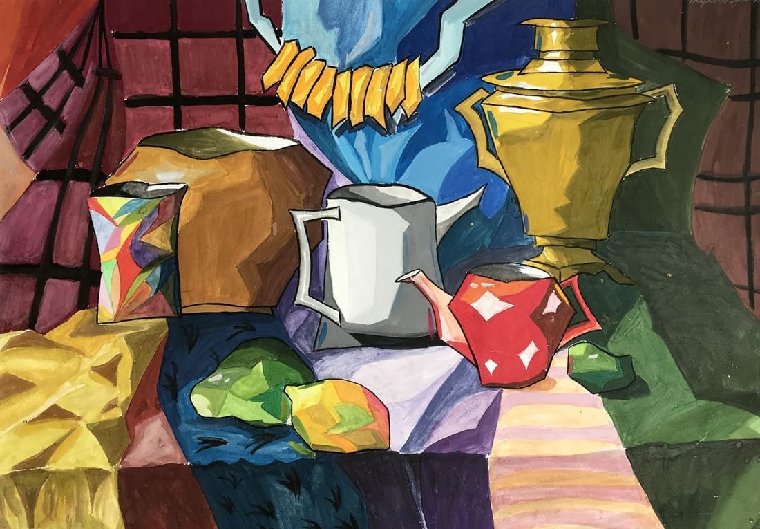 Gouache painting Set table Unknown artist (1 of 11)