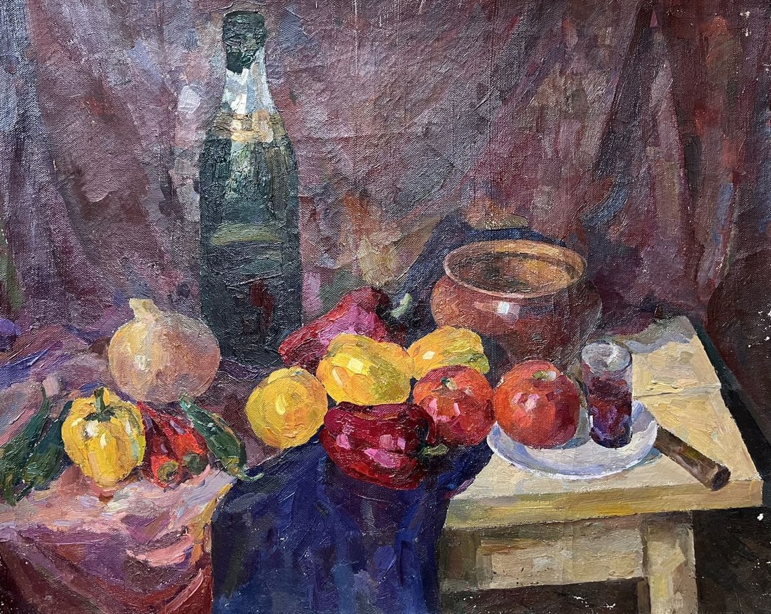 Oil painting Autumn still life Peter Tovpev: Title: Oil painting Autumn still life Peter Tovpev Description: Dobr 802 *** ABOUT THIS PAINTING *** * TITLE: "Autumn still life" * ARTIST: Peter Tovpev * SIZE: 50x60 cm/'19.68x23.62 inches' * MEDIUM: