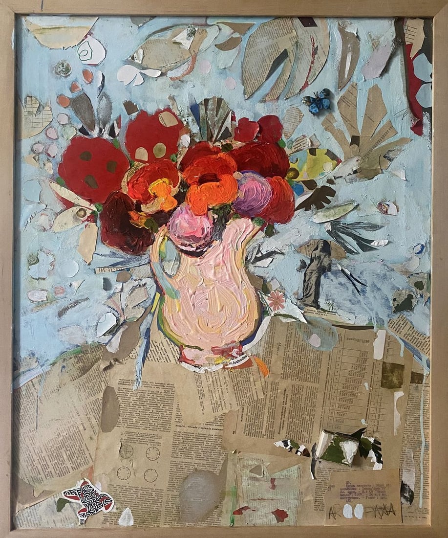 Oil painting Flowers and newspaper Samchuk Vasily Alexandrovich: Title: Oil painting Flowers and newspaper Samchuk Vasily Alexandrovich Description: Verne 312 *** ABOUT THIS PAINTING *** * TITLE: "Flowers and newspaper" * ARTIST: Samchuk Vasily Alexandrovich * SIZE