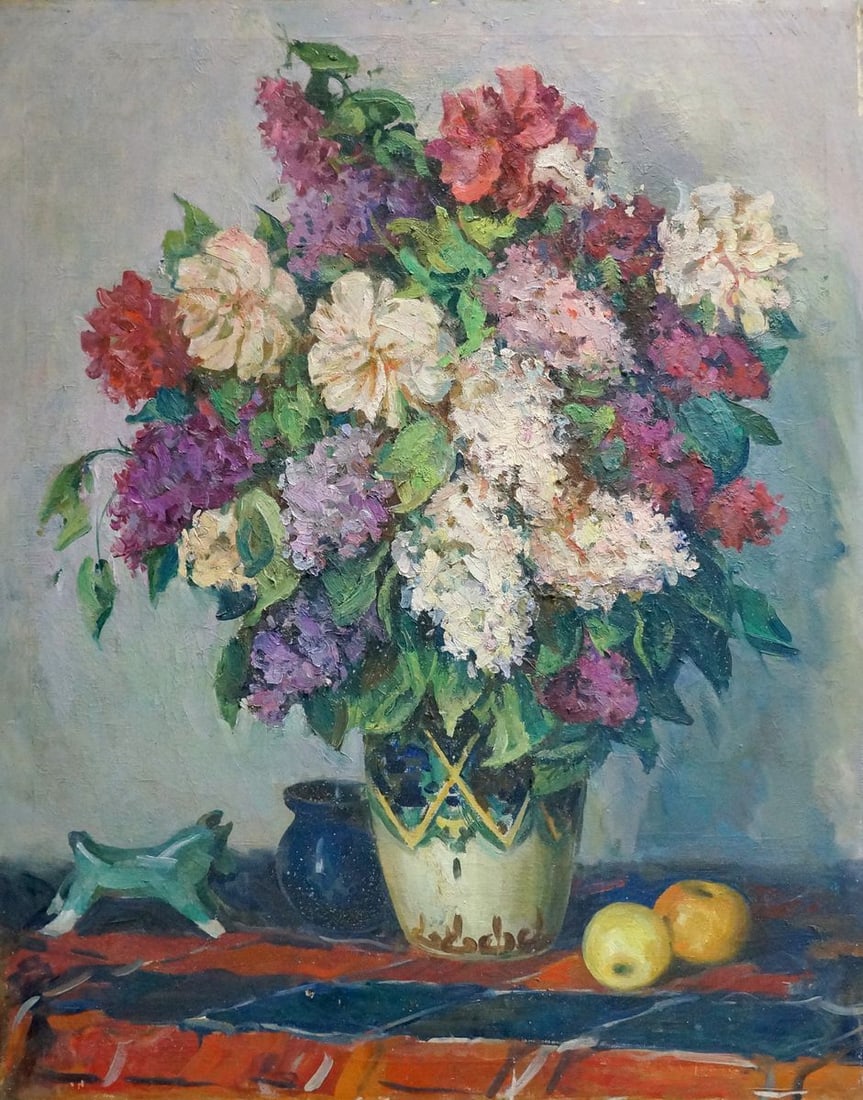 Oil painting Bouquet of flowers: Title: Oil painting Bouquet of flowers Description: Vern 1136 *** ABOUT THIS PAINTING *** * TITLE: "Bouquet of flowers" * ARTIST: Unknown artist * SIZE: 100x80 cm/'39.37x31.49 inches' * MEDIUM: oil, c