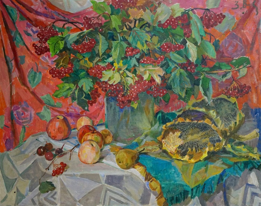 Oil painting Still life Volkovinskaya Zinaida Vladimirovna: Title: Oil painting Still life Volkovinskaya Zinaida Vladimirovna Description: Vern 1143 *** ABOUT THIS PAINTING *** * TITLE: "Still life" * ARTIST: Volkovinskaya Zinaida Vladimirovna * SIZE: 100x80 c
