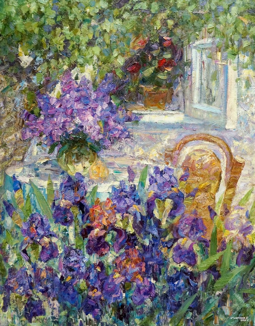 Oil painting Flowering yard Smirnov Evgeny Vladimirovich (1 of 8)