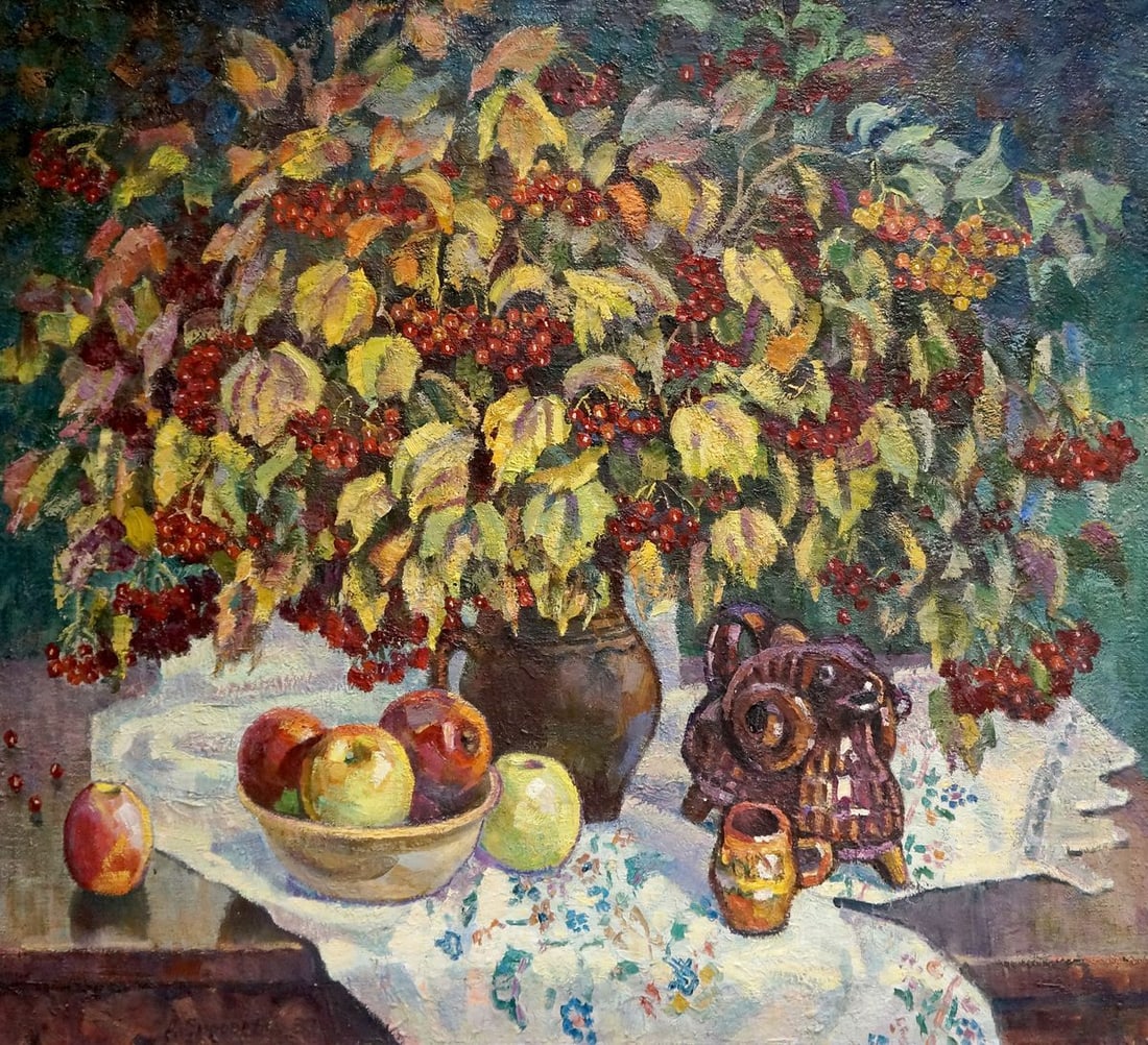 Oil painting Red viburnum Syrovatka Dmitry Matveevich (1 of 8)