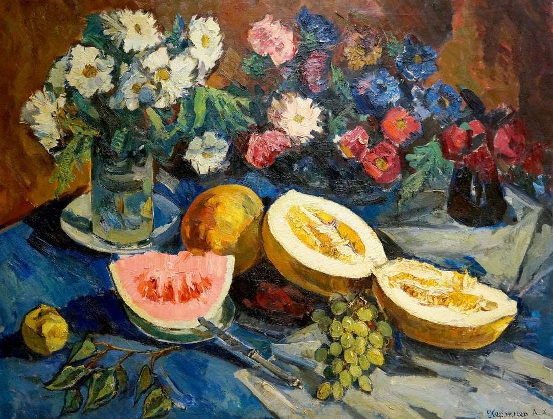 Oil painting Still life Kerzhner Alexander Haskelevich: Title: Oil painting Still life Kerzhner Alexander Haskelevich Description: Vern 1228 *** ABOUT THIS PAINTING *** * TITLE: "Still life" * ARTIST: Kerzhner Alexander Haskelevich * SIZE: 100x130 cm/'39.3