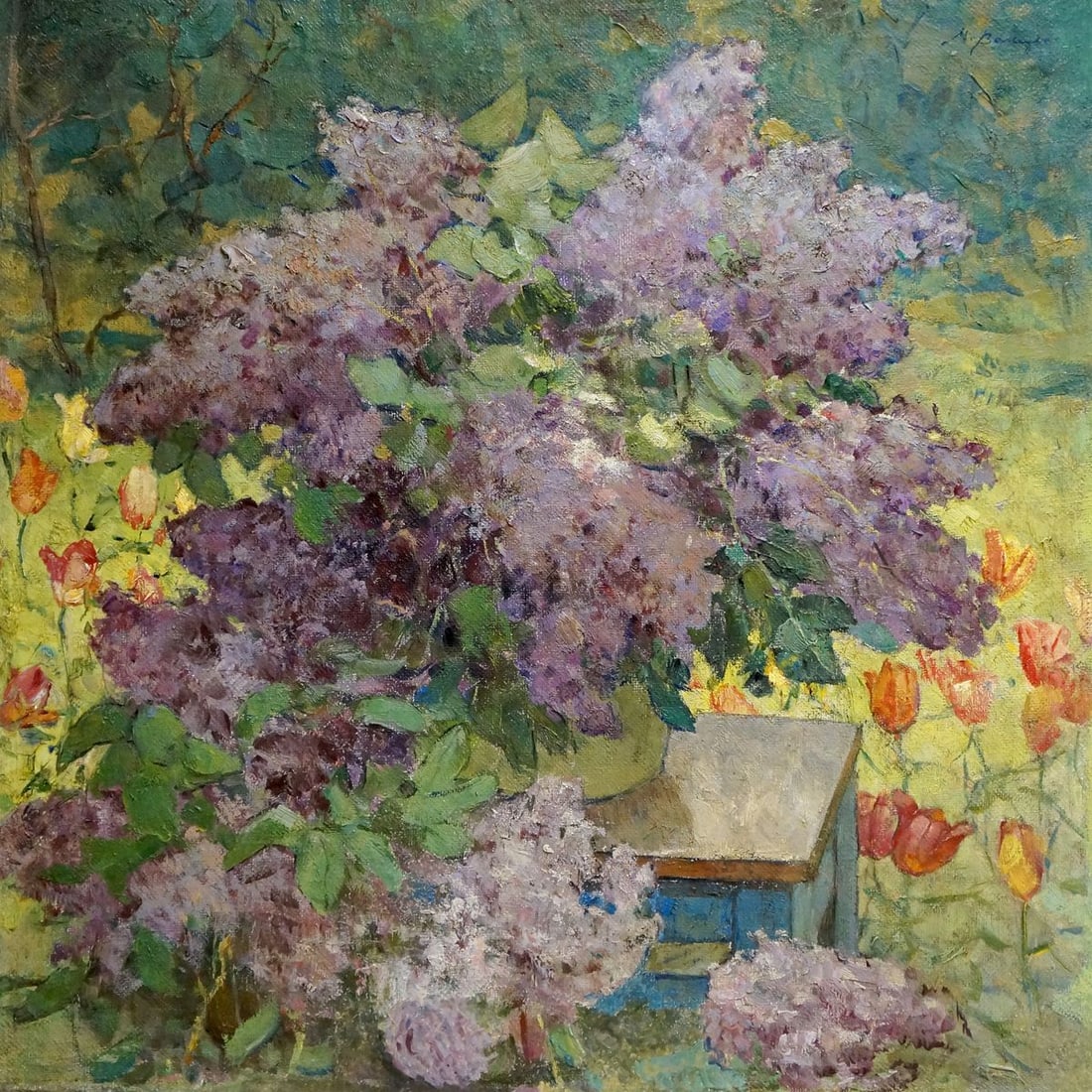 Oil painting Lilac Vol'shteyn Moisey L'vovich: Title: Oil painting Lilac Vol'shteyn Moisey L'vovich Description: Vern 1241 *** ABOUT THIS PAINTING *** * TITLE: "Lilac" * ARTIST: Vol'shteyn Moisey L'vovich * SIZE: 60x60 cm/'23.62x23.62 inches' * ME