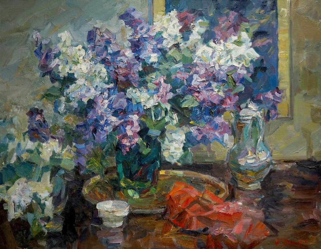 Oil painting Lilac Zakharov Fedor Zakharovich: Title: Oil painting Lilac Zakharov Fedor Zakharovich Description: Vern 1255 *** ABOUT THIS PAINTING *** * TITLE: "Lilac" * ARTIST: Zakharov Fedor Zakharovich * SIZE: 77x100 cm/'30.31x39.37 inches' * M