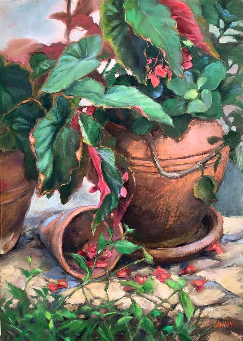 Oil painting Begonia Procach Olesia: Title: Oil painting Begonia Procach Olesia Description: Procach 118 *** ABOUT THIS PAINTING *** * TITLE: "Begonia" * ARTIST: Procach Olesia * SIZE: 70x50 cm/'27.55x19.68 inches' * MEDIUM: oil, canvas