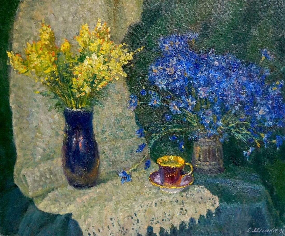 Oil painting Flowers on a towel Mynka (Minka) Alexander Fedorovich (1 of 10)