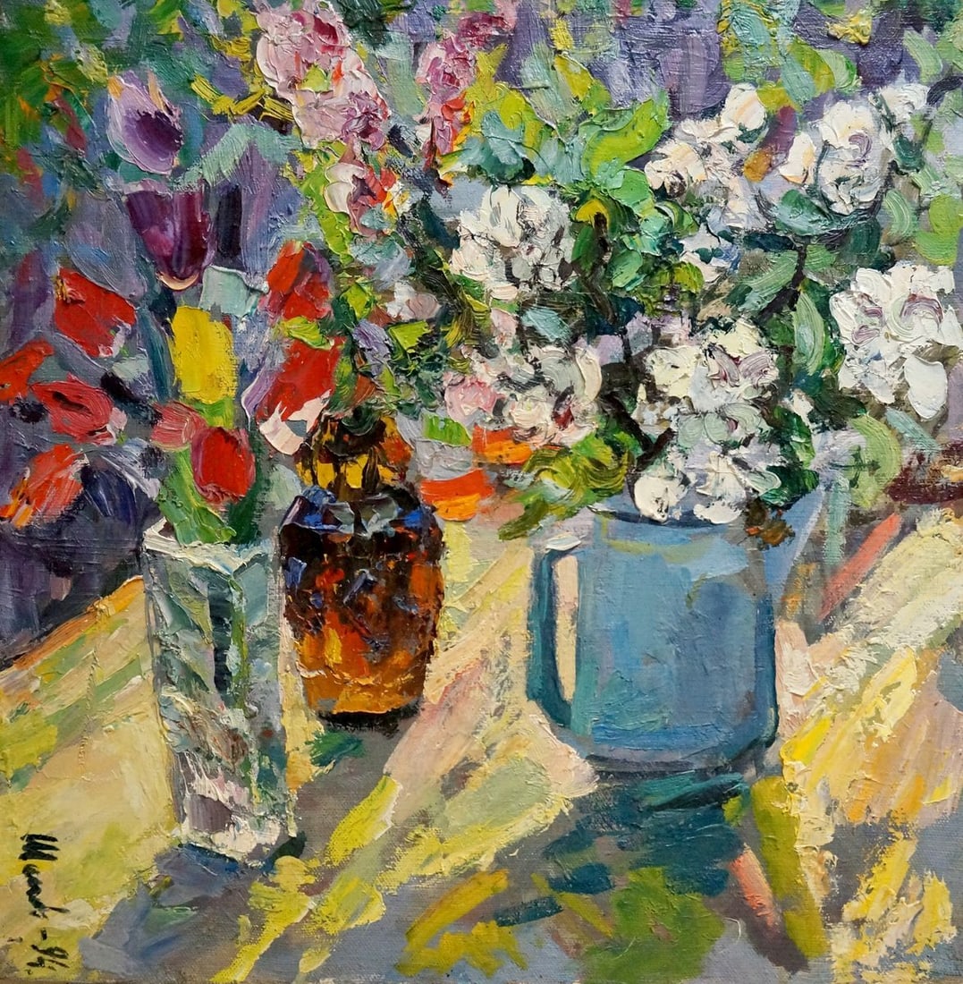 Oil painting Flowers in the yard Aleksandr Maksovich Shilov (1 of 8)