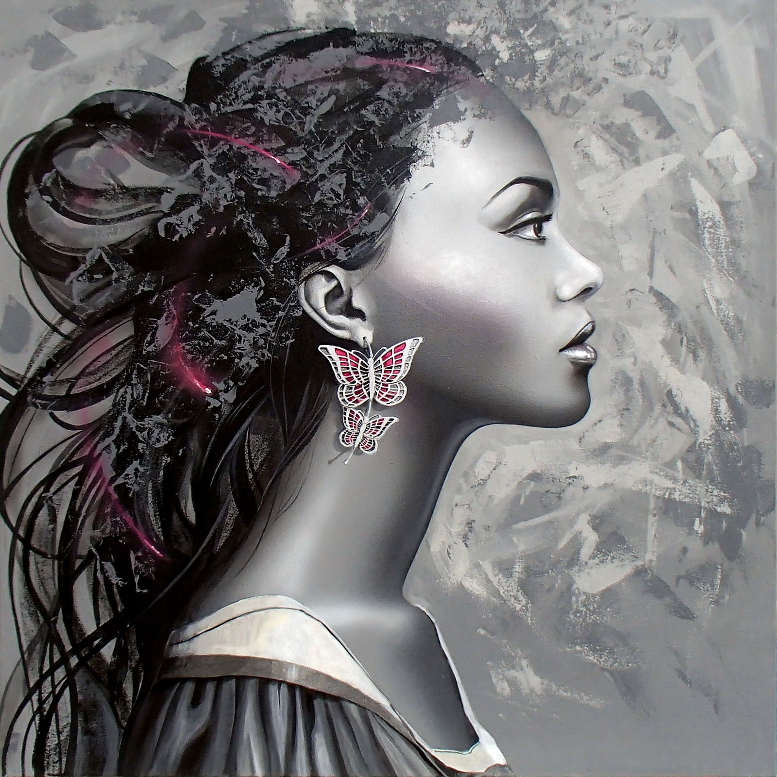 Acrylic painting Young lady Victor Babak: Title: Acrylic painting Young lady Victor Babak Description: 17BAB Painter: Victor Babak Size: 80x80 cm/31.49x31.49 inches Components: acrylic, canvas Original painting CONDITION: excellent ARTIST: He