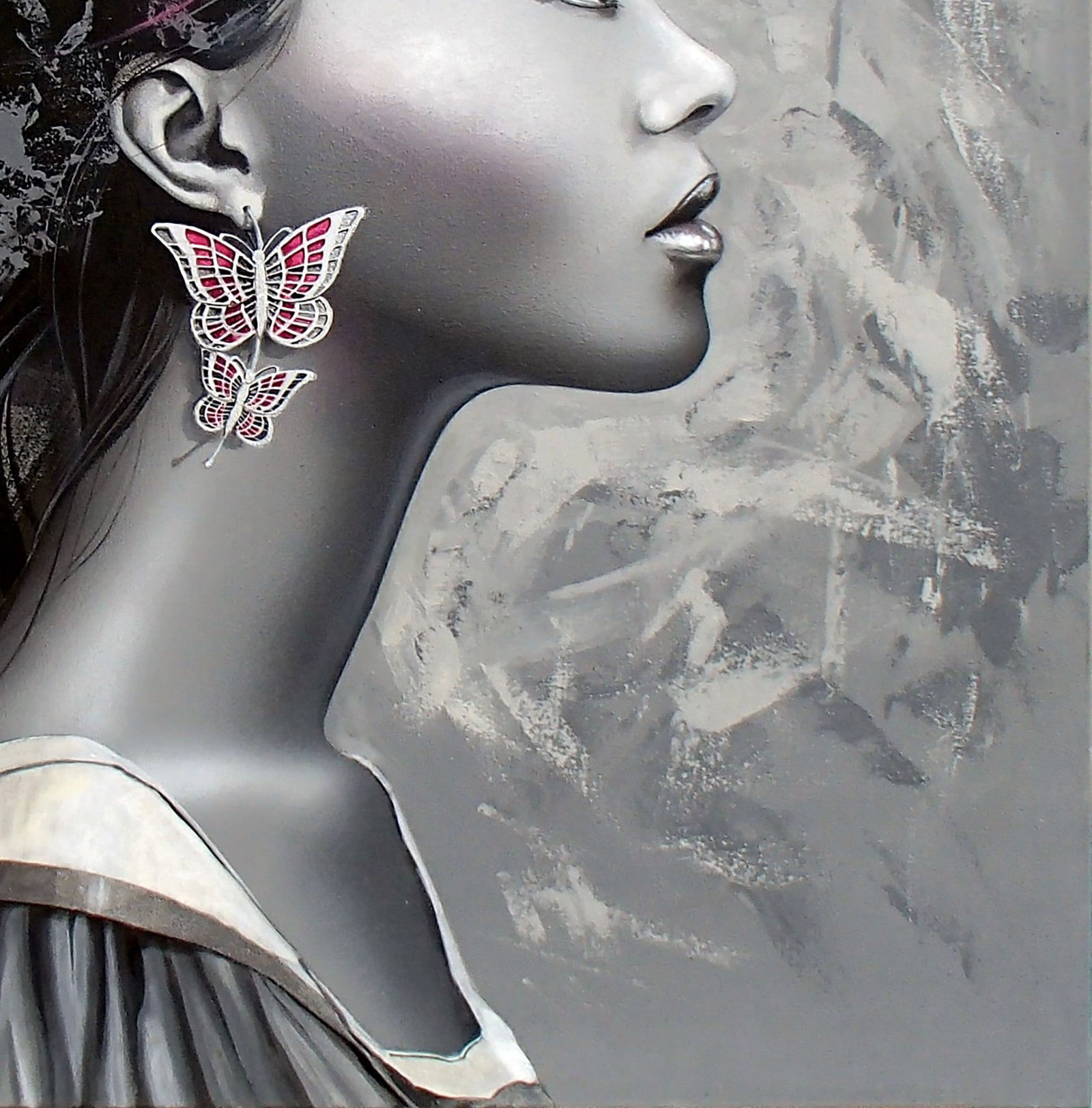 Acrylic painting Young lady Victor Babak - 5