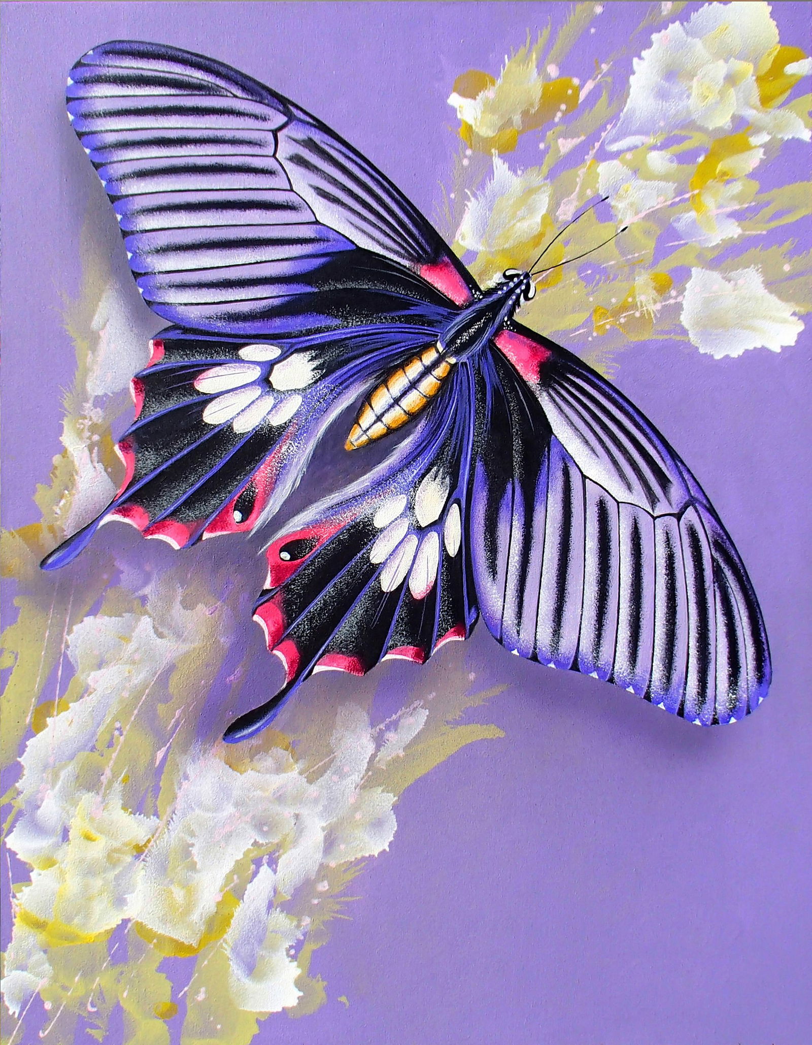 Acrylic painting Flight of a purple butterfly Victor Babak (1 of 5)